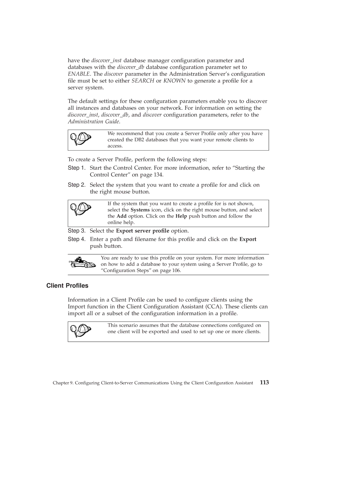 IBM GC09-2830-00 manual Client Proles, Select the Export server prole option 