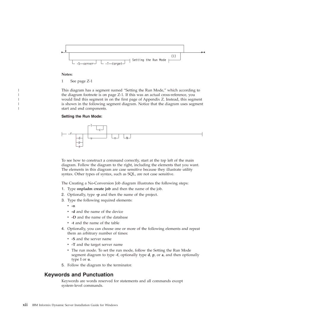 IBM GC23-7753-05 manual Keywords and Punctuation, Setting the Run Mode 