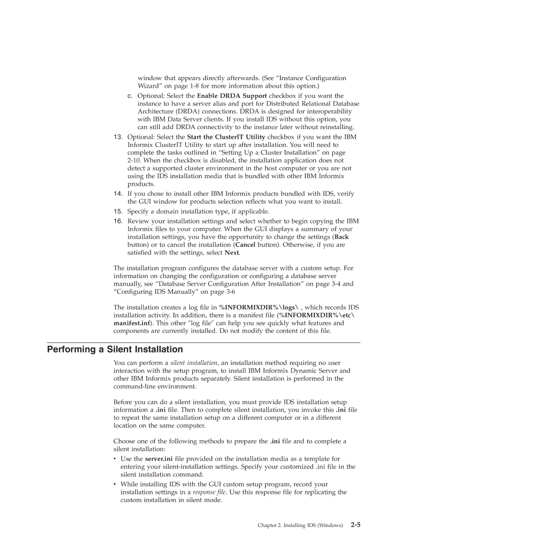 IBM GC23-7753-05 manual Performing a Silent Installation 