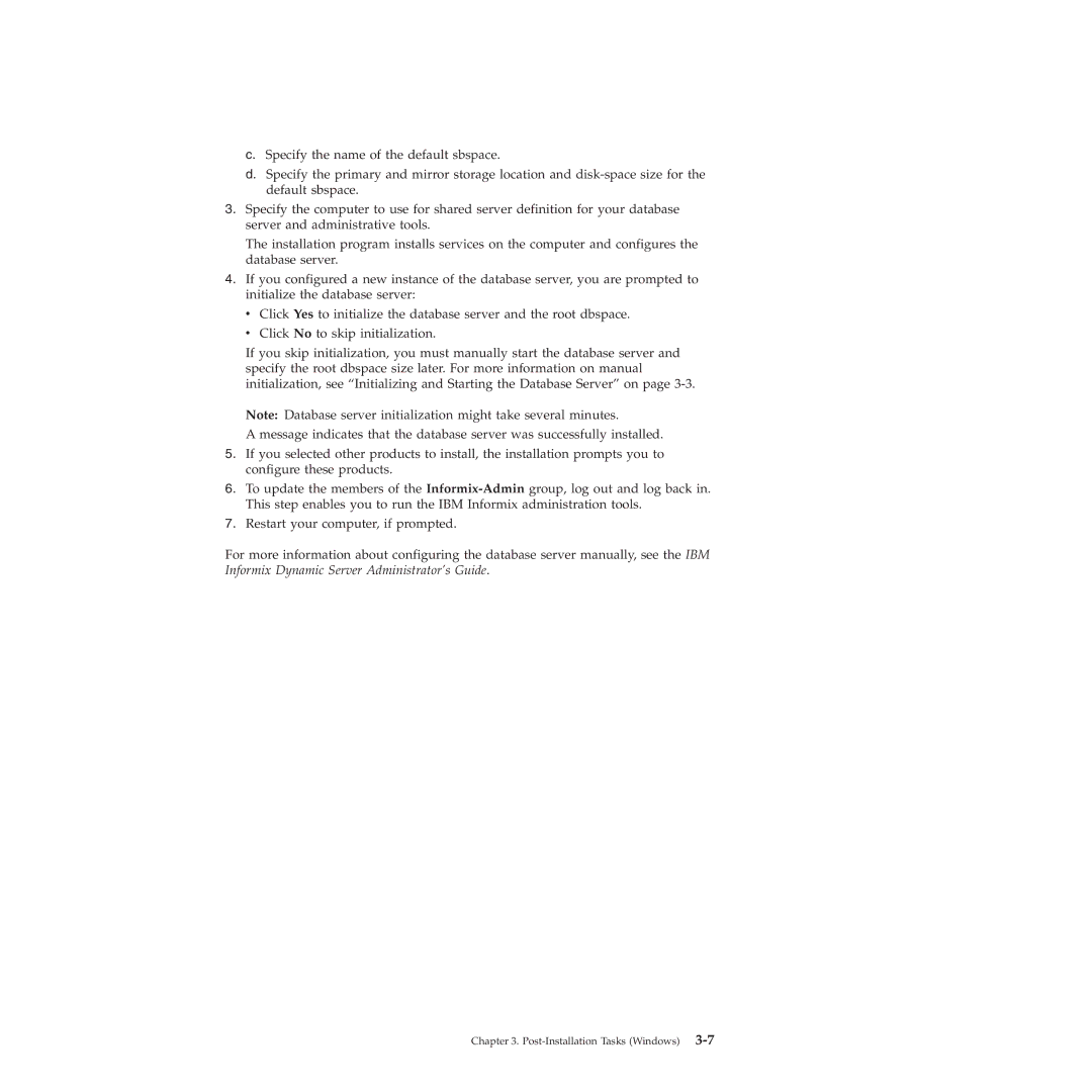 IBM GC23-7753-05 manual Post-Installation Tasks Windows 