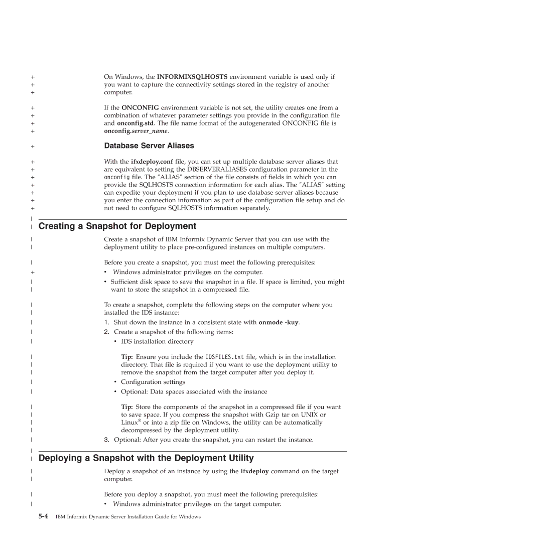 IBM GC23-7753-05 manual Creating a Snapshot for Deployment, Deploying a Snapshot with the Deployment Utility 