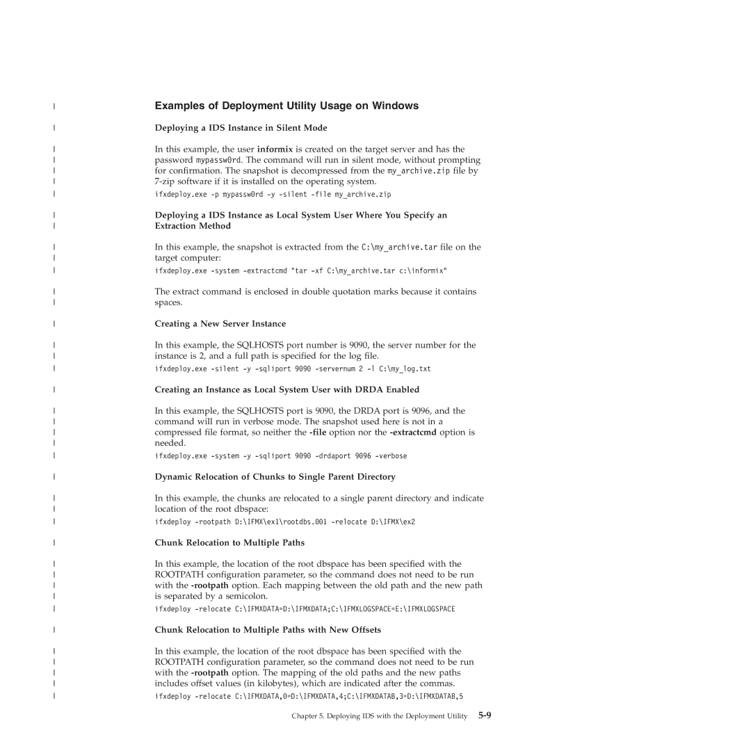 IBM GC23-7753-05 manual Examples of Deployment Utility Usage on Windows 