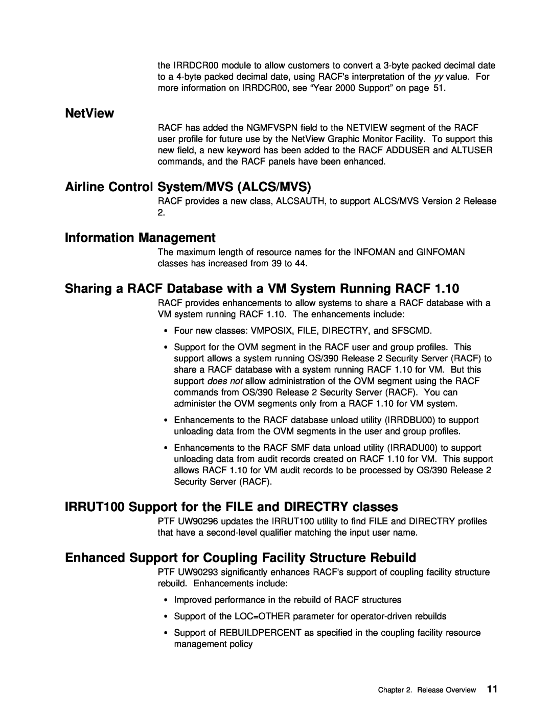 IBM GC28-1920-01 NetView, 1.10, classes, Facility, Rebuild, Airline, Control, a RACF, the FILE and DIRECTRY, Database 