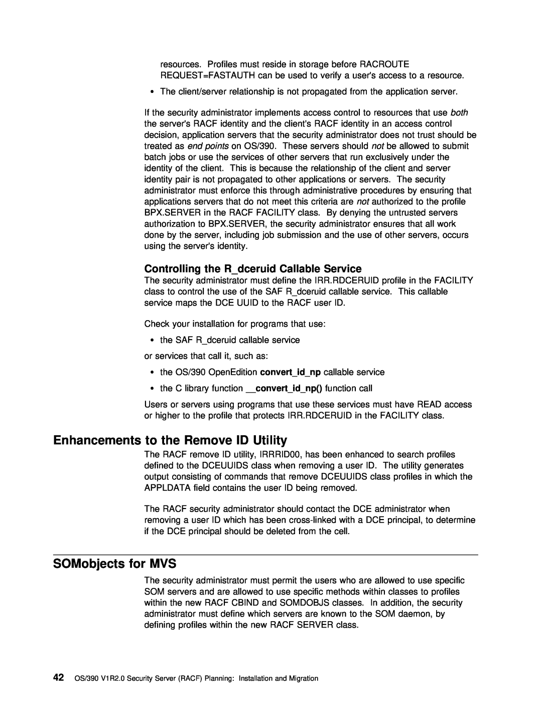 IBM GC28-1920-01 manual Utility, Enhancements to the, Rdceruid Callable Service, SOMobjects for MVS 