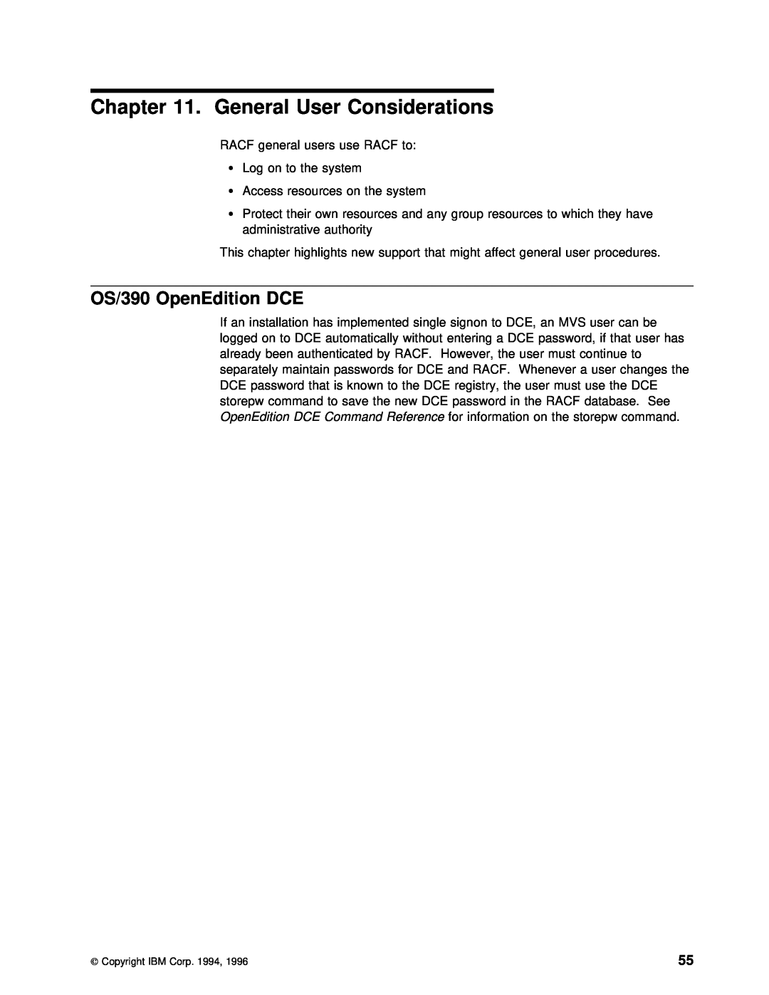 IBM GC28-1920-01 manual General User, Considerations, Reference for, OS/390 OpenEdition DCE 