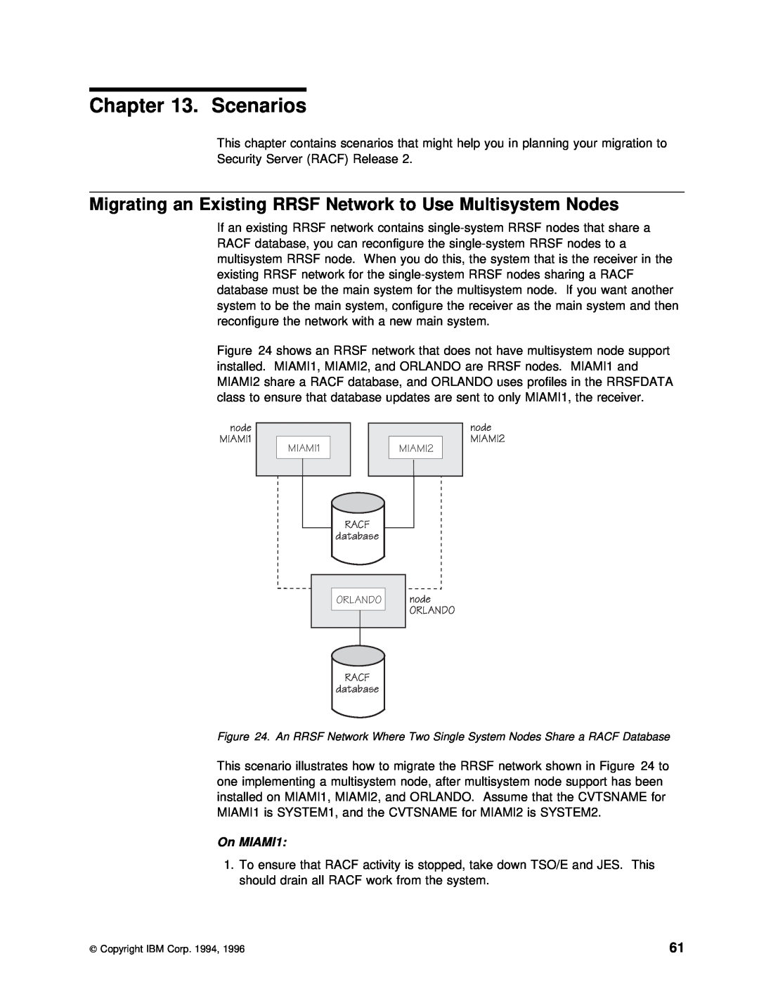 IBM GC28-1920-01 manual Scenarios, Migrating an Existing, Nodes, Rrsf, On MIAMI1 