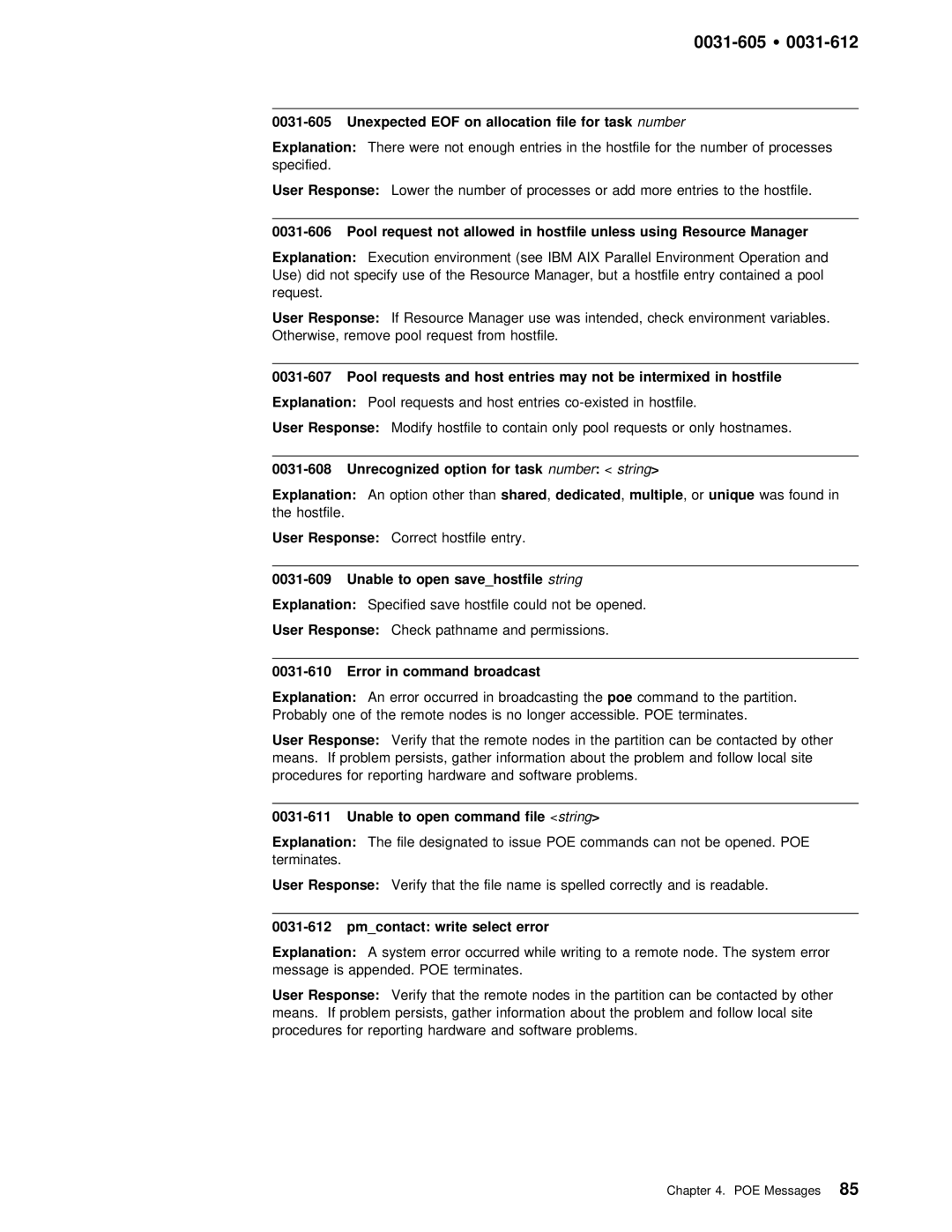 IBM GC28-1982-02 manual 0031-605 Ÿ, Host, 0031-611 