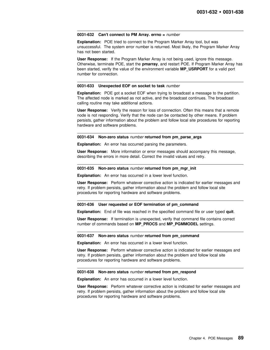 IBM GC28-1982-02 manual 0031-632 Ÿ, Non-zero status 