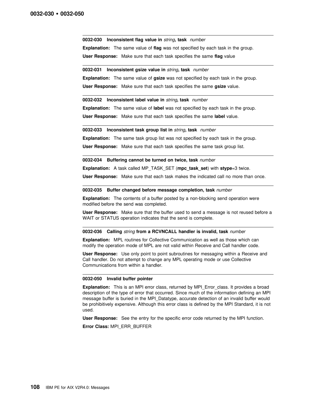 IBM GC28-1982-02 manual Flag, Gsize value, Invalid Task, Invalid buffer pointer 