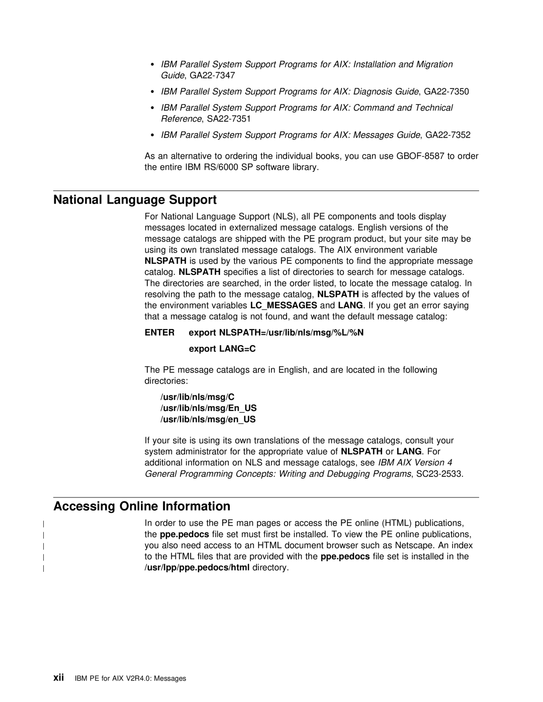 IBM GC28-1982-02 manual Accessing, Usr/lpp/ppe.pedocs/html 