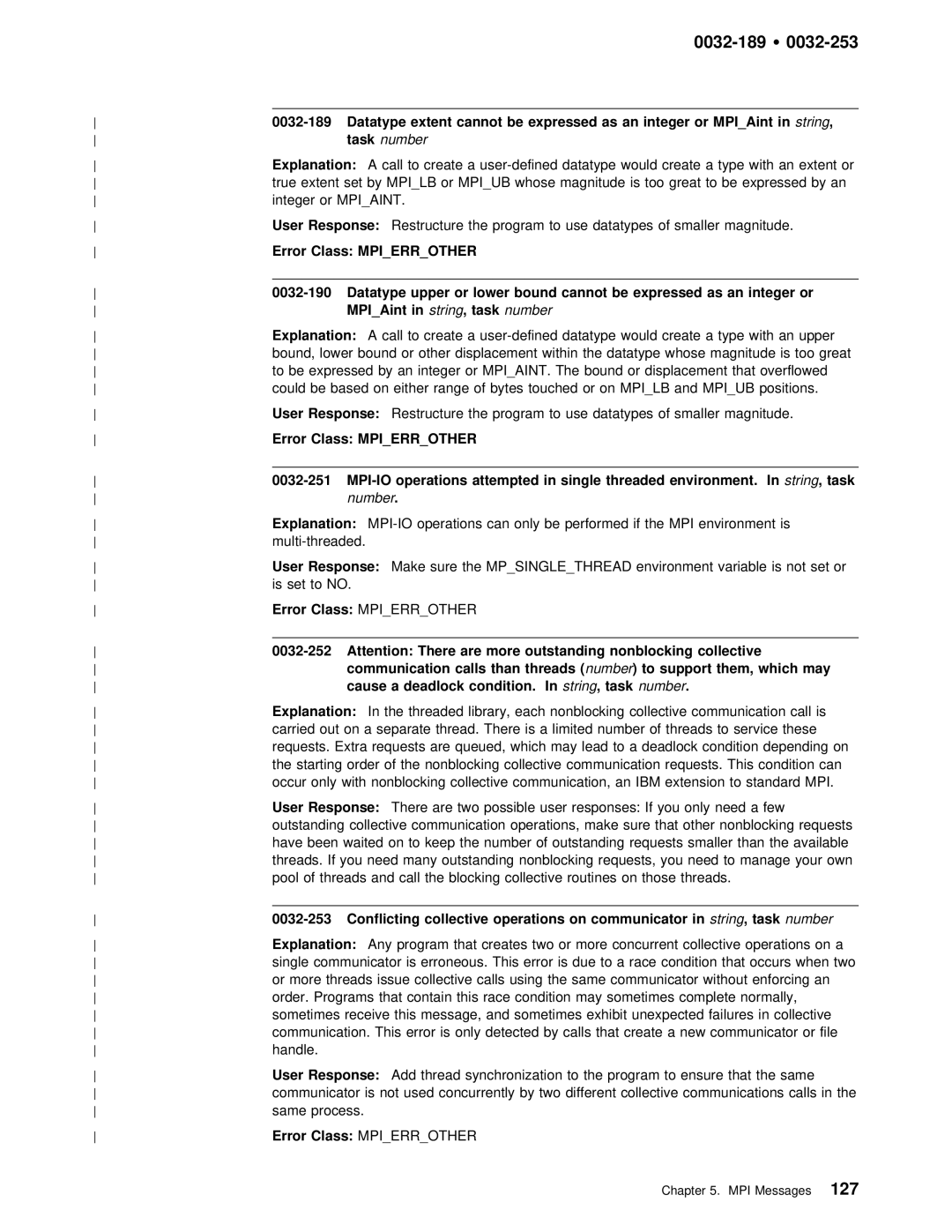 IBM GC28-1982-02 manual 0032-189 Ÿ, Lower, MPIAint in string, tasknumber, Threads, May 