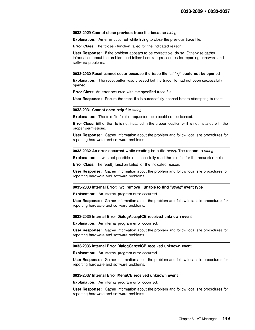 IBM GC28-1982-02 Internal Error iwcremove unable to find String event type, Internal Error MenuCB received unknown event 