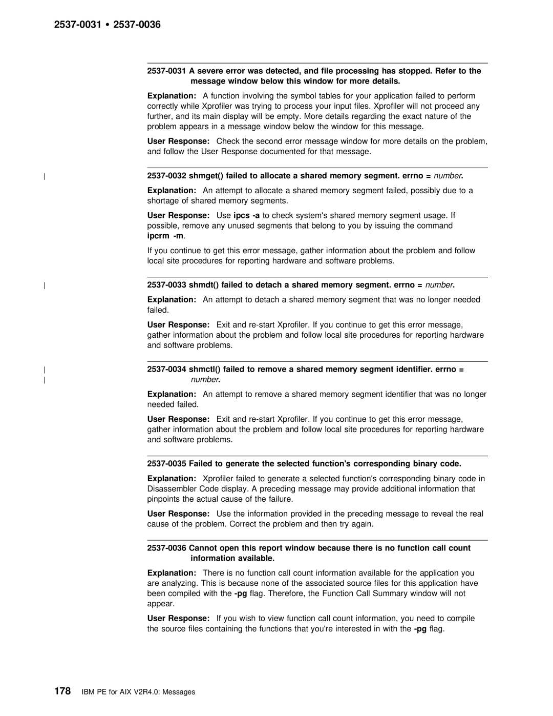 IBM GC28-1982-02 manual More details, Shmdt Failed, Errno =, Call Count, Available Explanation 