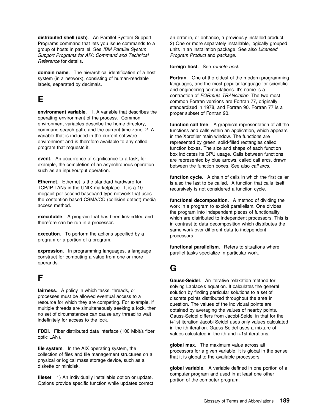 IBM GC28-1982-02 manual Shell Dsh, Host, Call Tree, Ethernet, Execution, File System, Global Variable, Fileset 