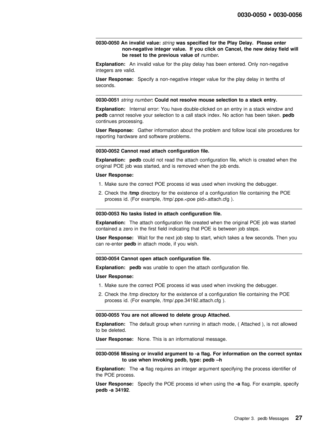 IBM GC28-1982-02 manual String was, Number, Selection to a stack entry, Pedb 