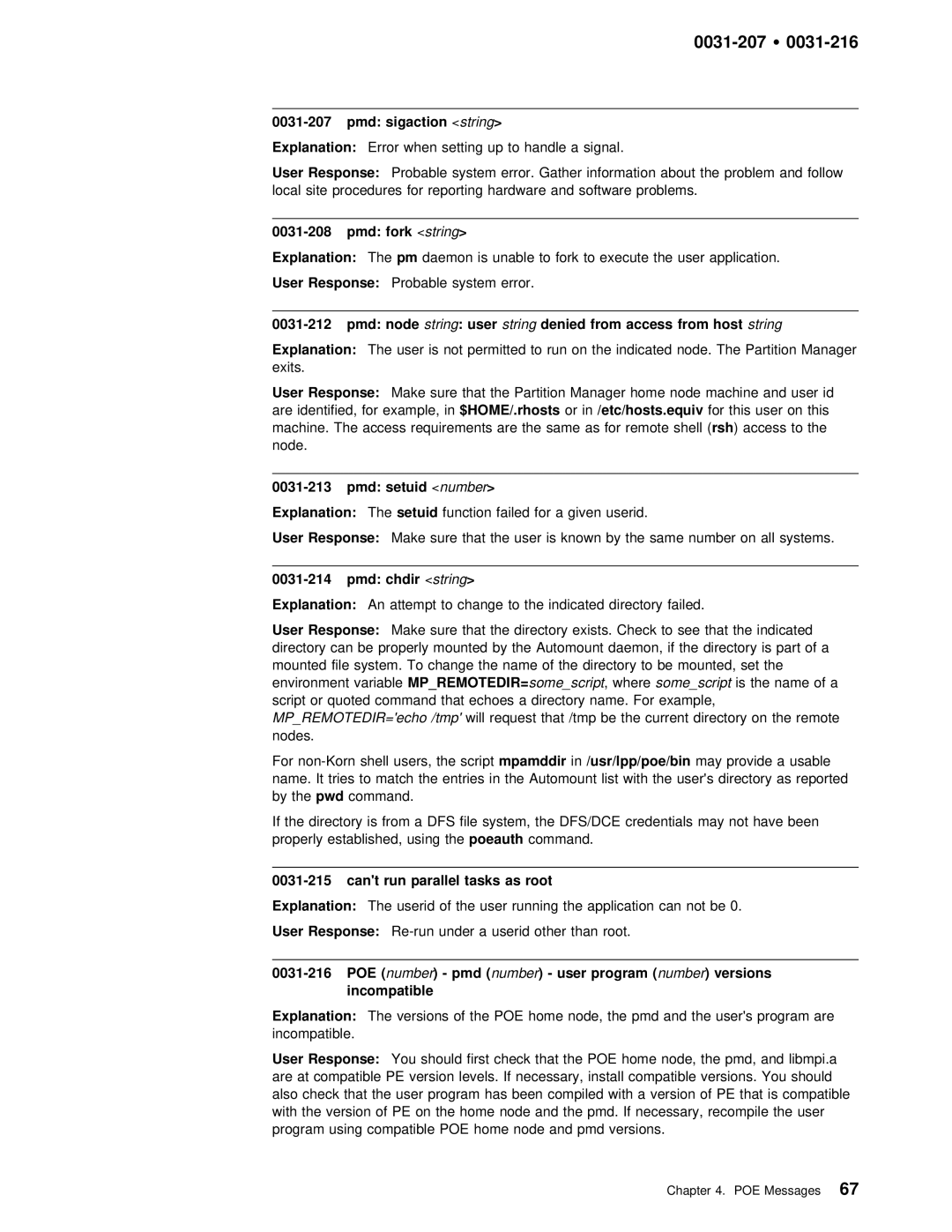 IBM GC28-1982-02 manual 0031-207 Ÿ, Fork, Node, Explanation Setuid, Chdir 