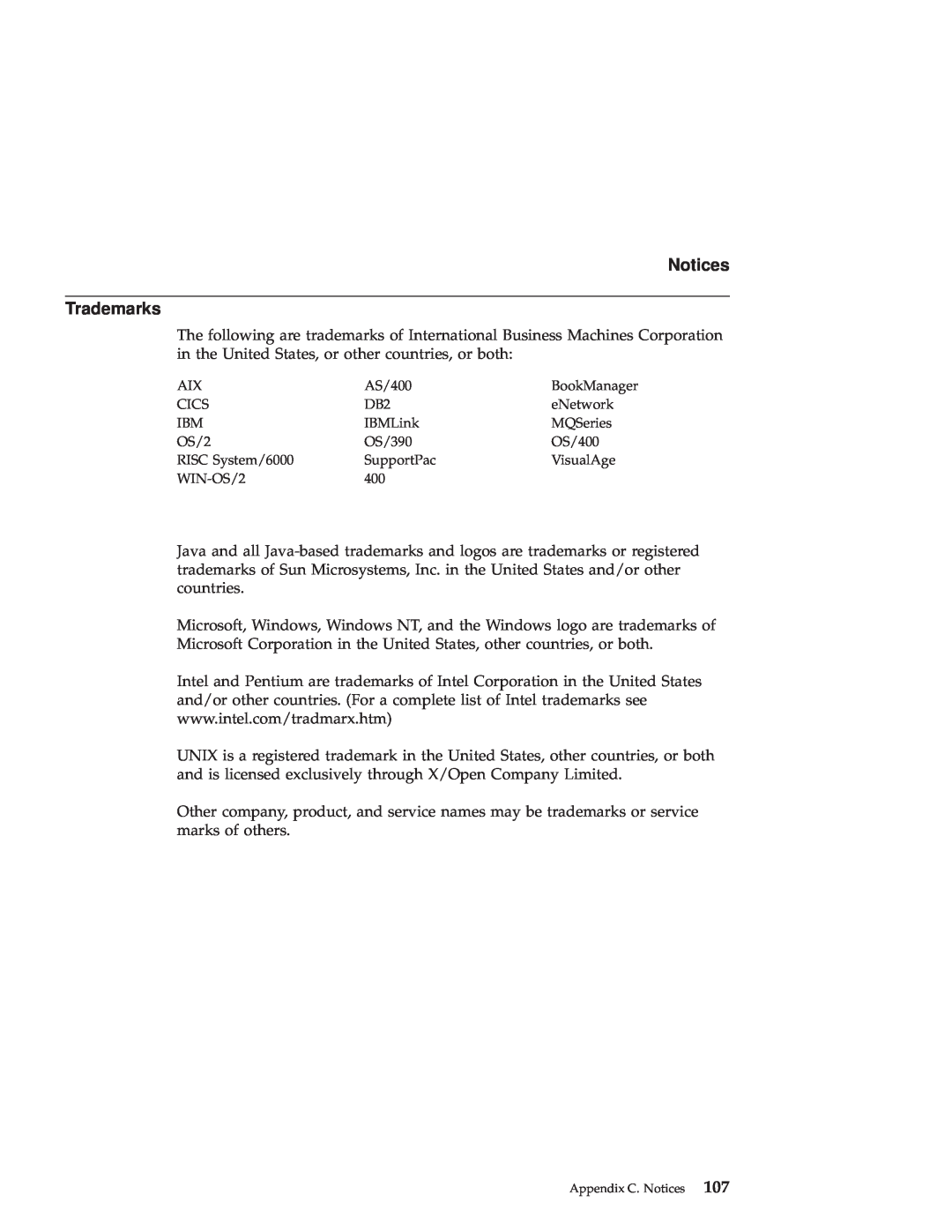 IBM GC34-5557-00 manual Notices Trademarks 
