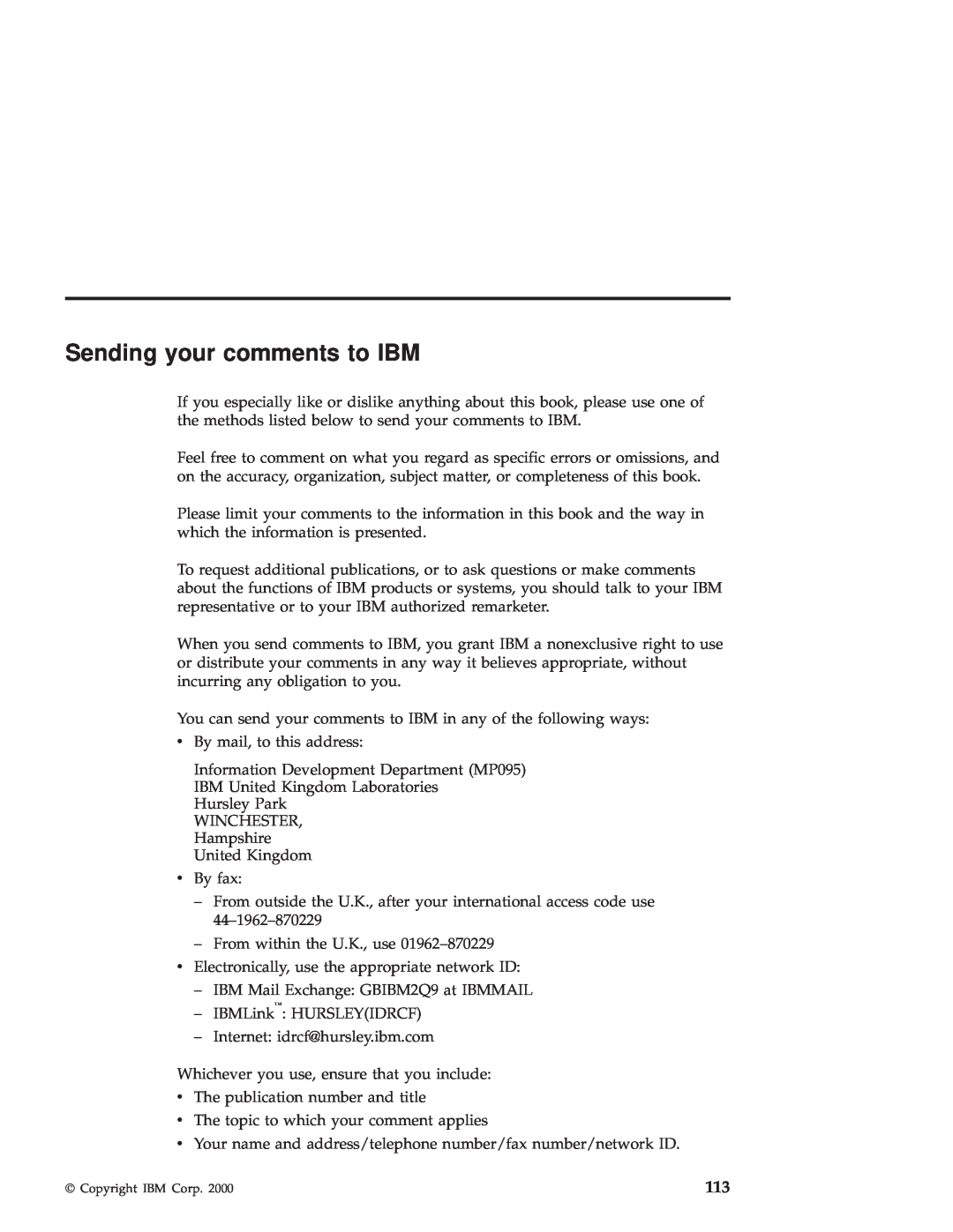 IBM GC34-5557-00 manual Sending your comments to IBM 