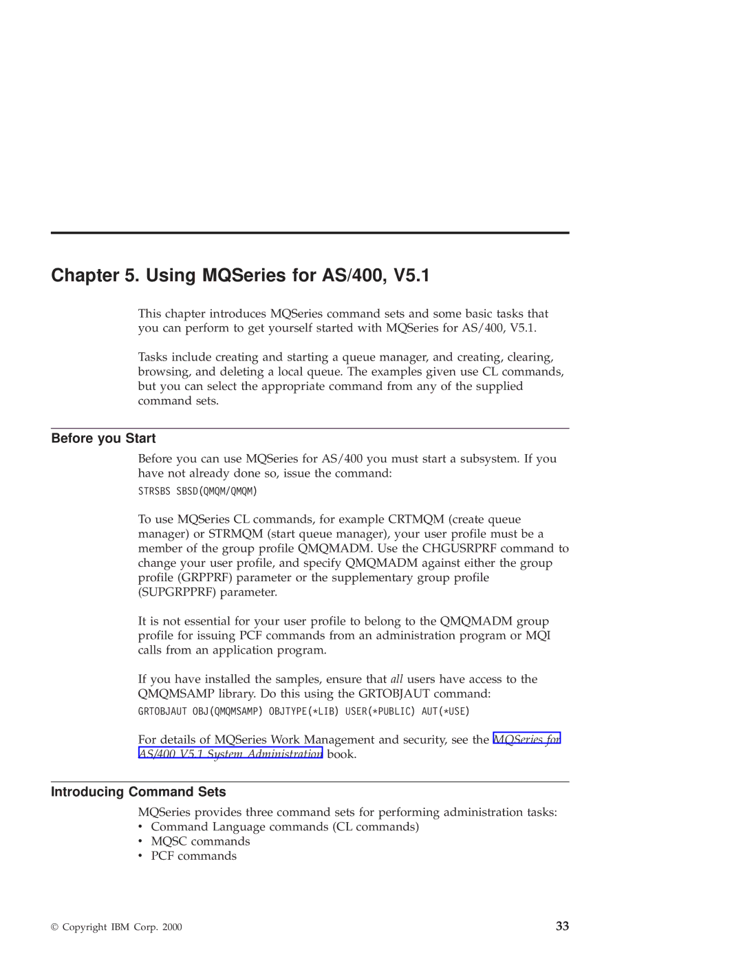 IBM GC34-5557-00 manual Using MQSeries for AS/400, Before you Start, Introducing Command Sets 