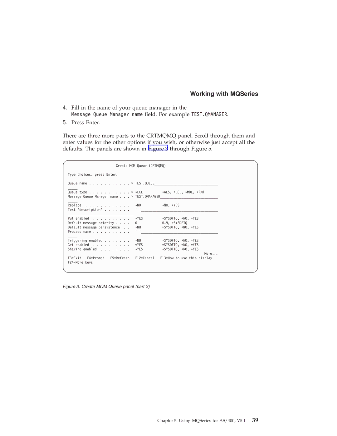 IBM GC34-5557-00 manual Create MQM Queue panel part 