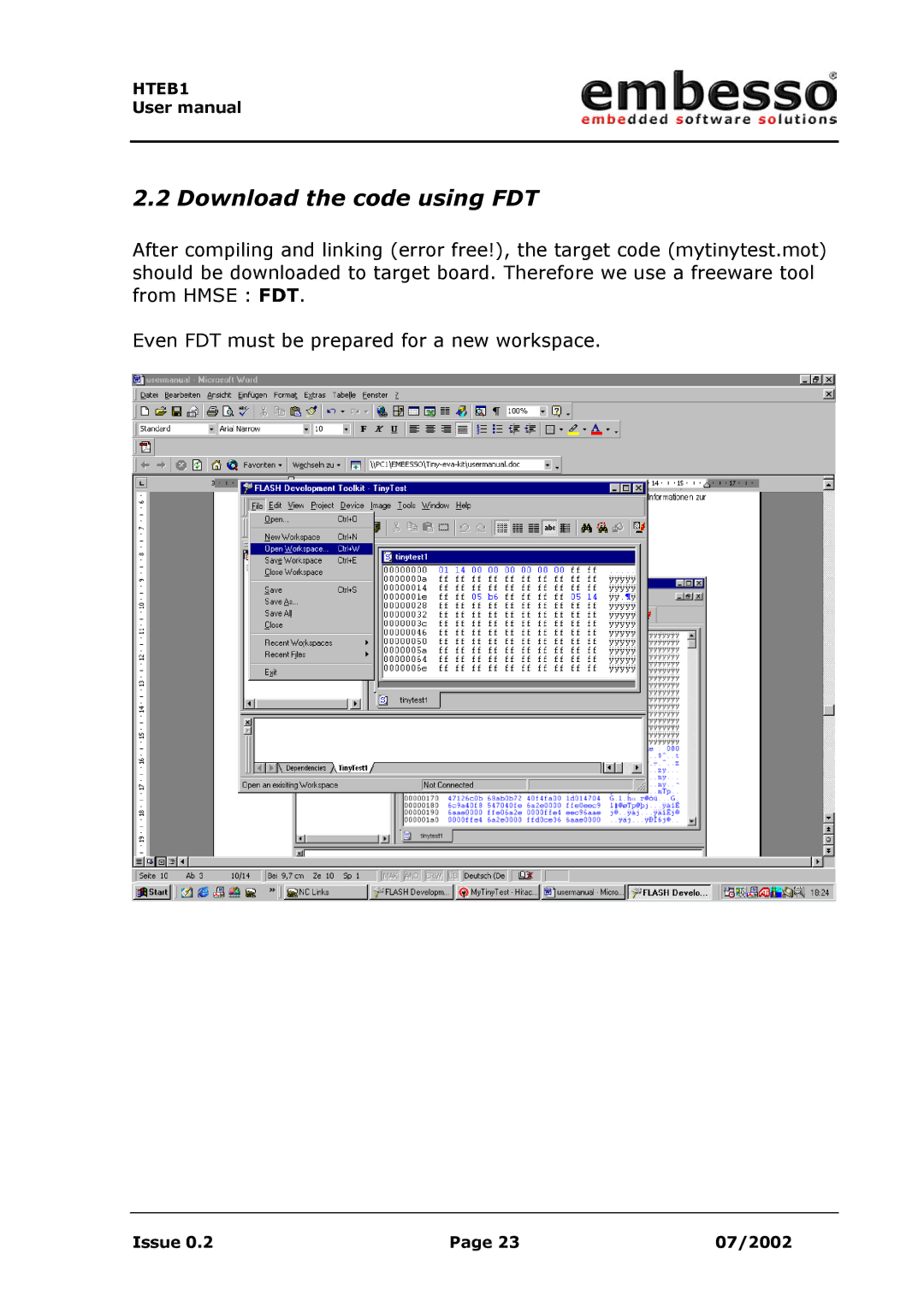 IBM H8 user manual Download the code using FDT 