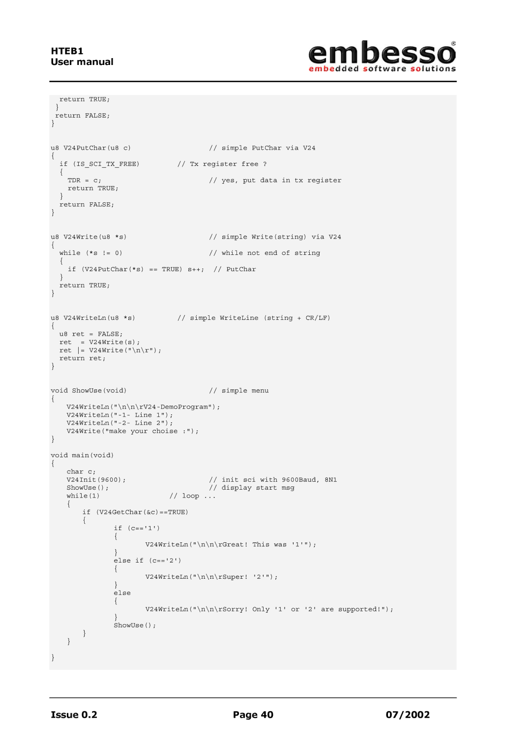 IBM H8 user manual Init sci with 9600Baud, 8N1 