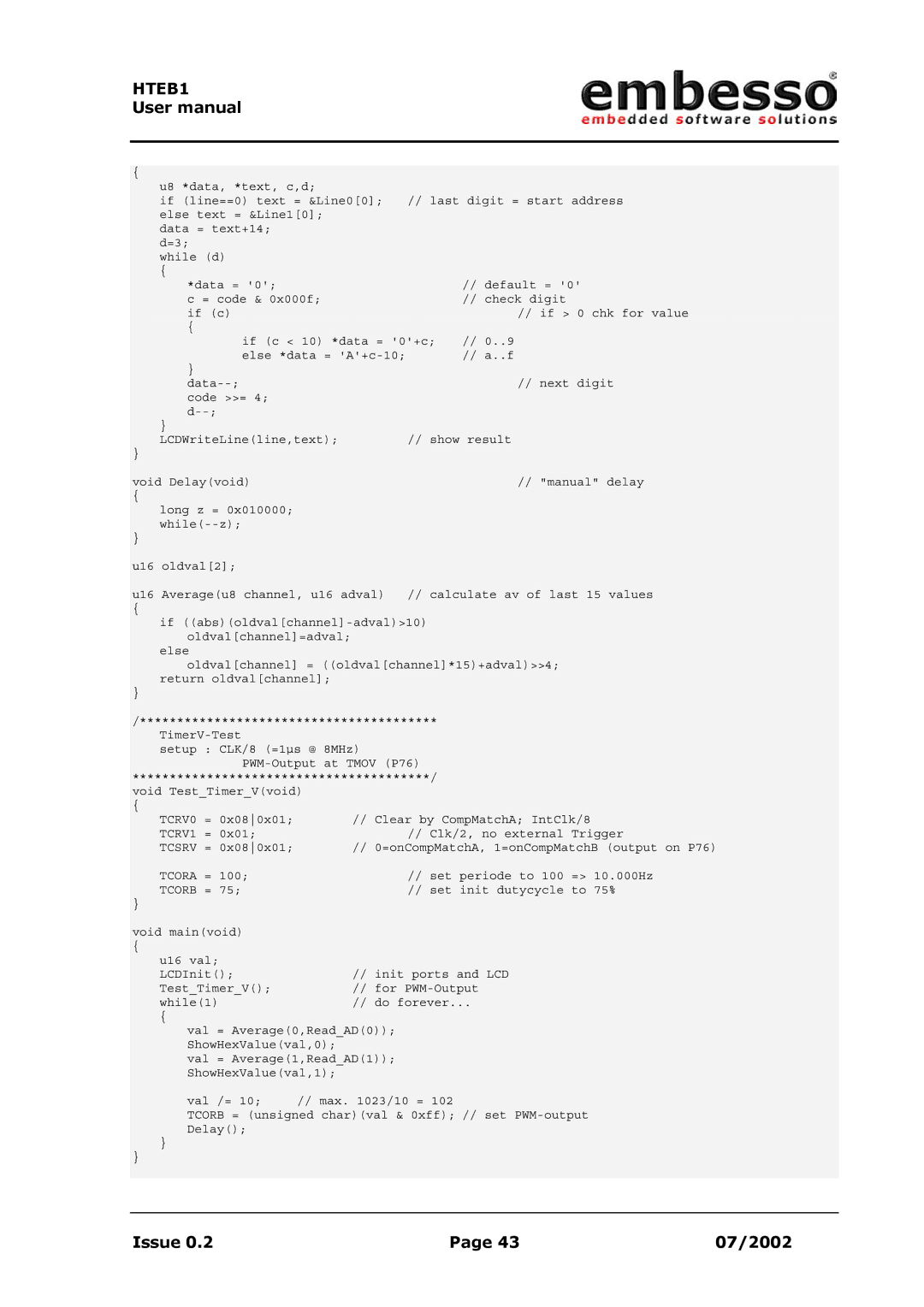 IBM H8 user manual Calculate av of last 15 values 