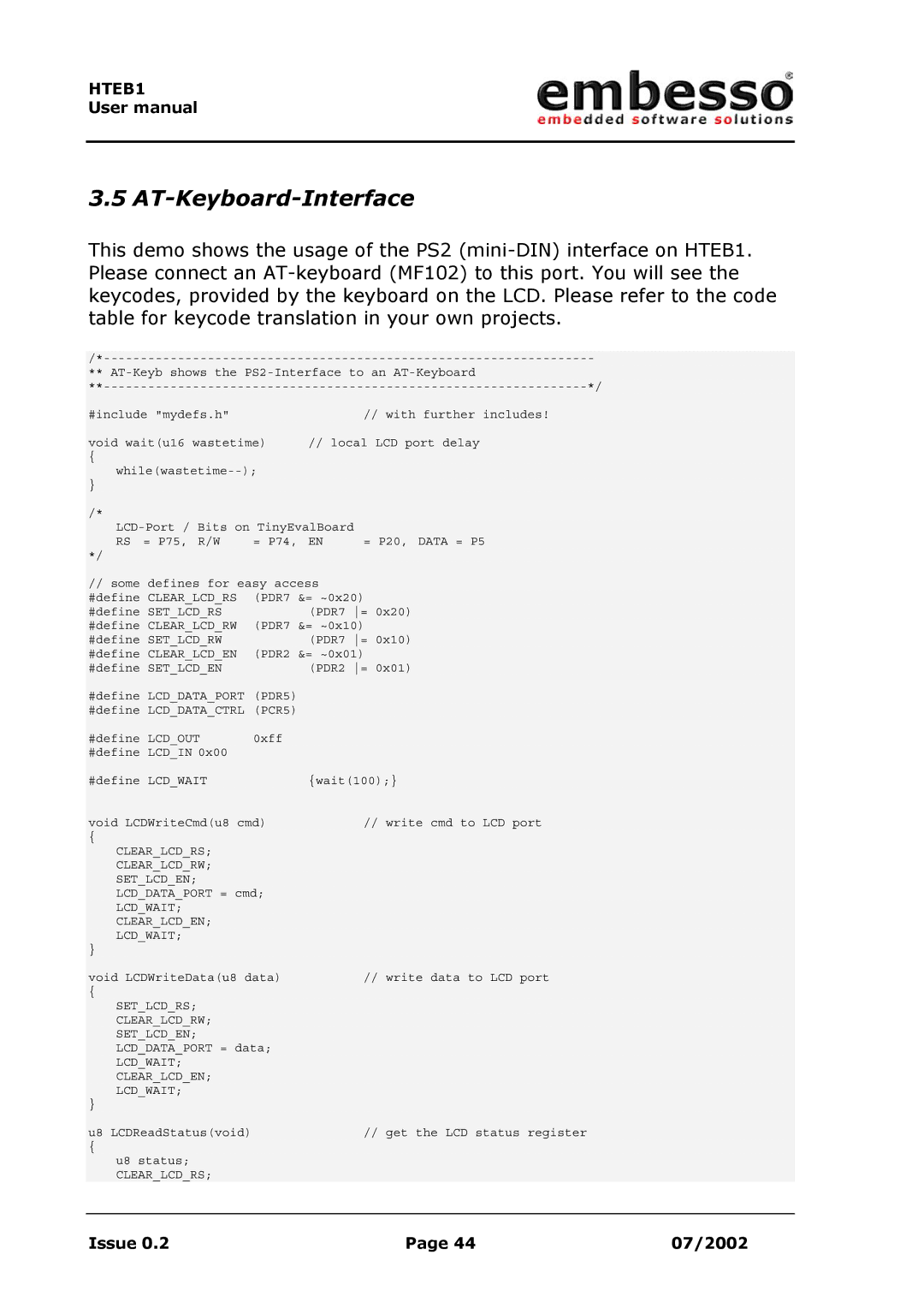 IBM H8 user manual AT-Keyboard-Interface 