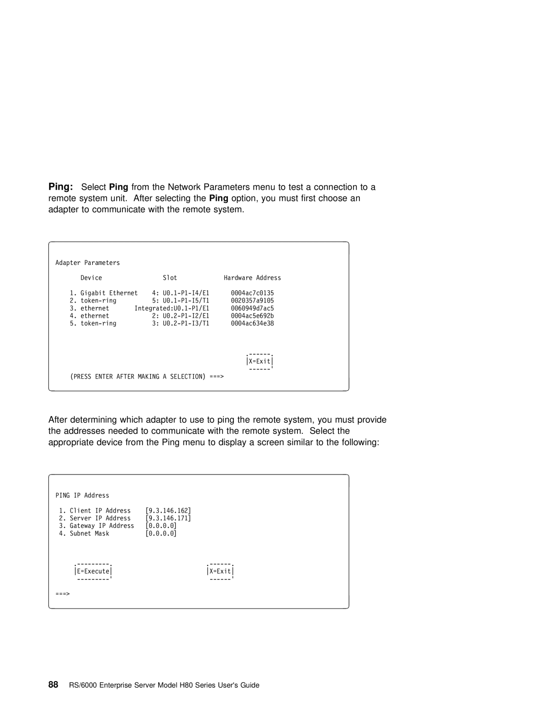 IBM H80 Series manual Menu to Display Screen Similar To the following 