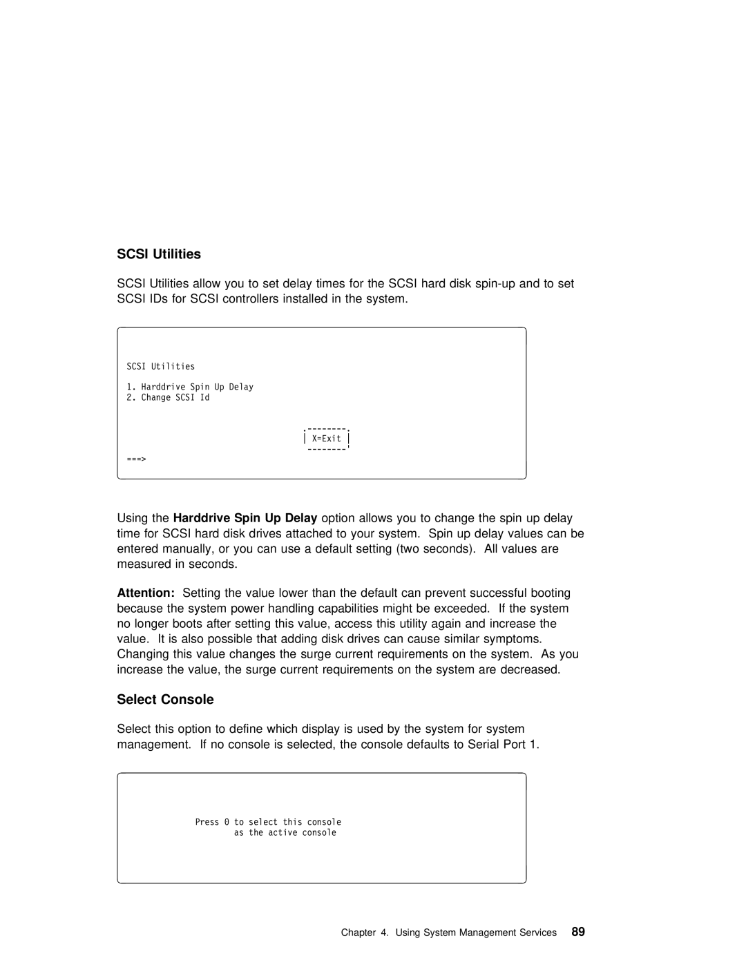 IBM H80 Series manual Scsi Utilities, Select Console 