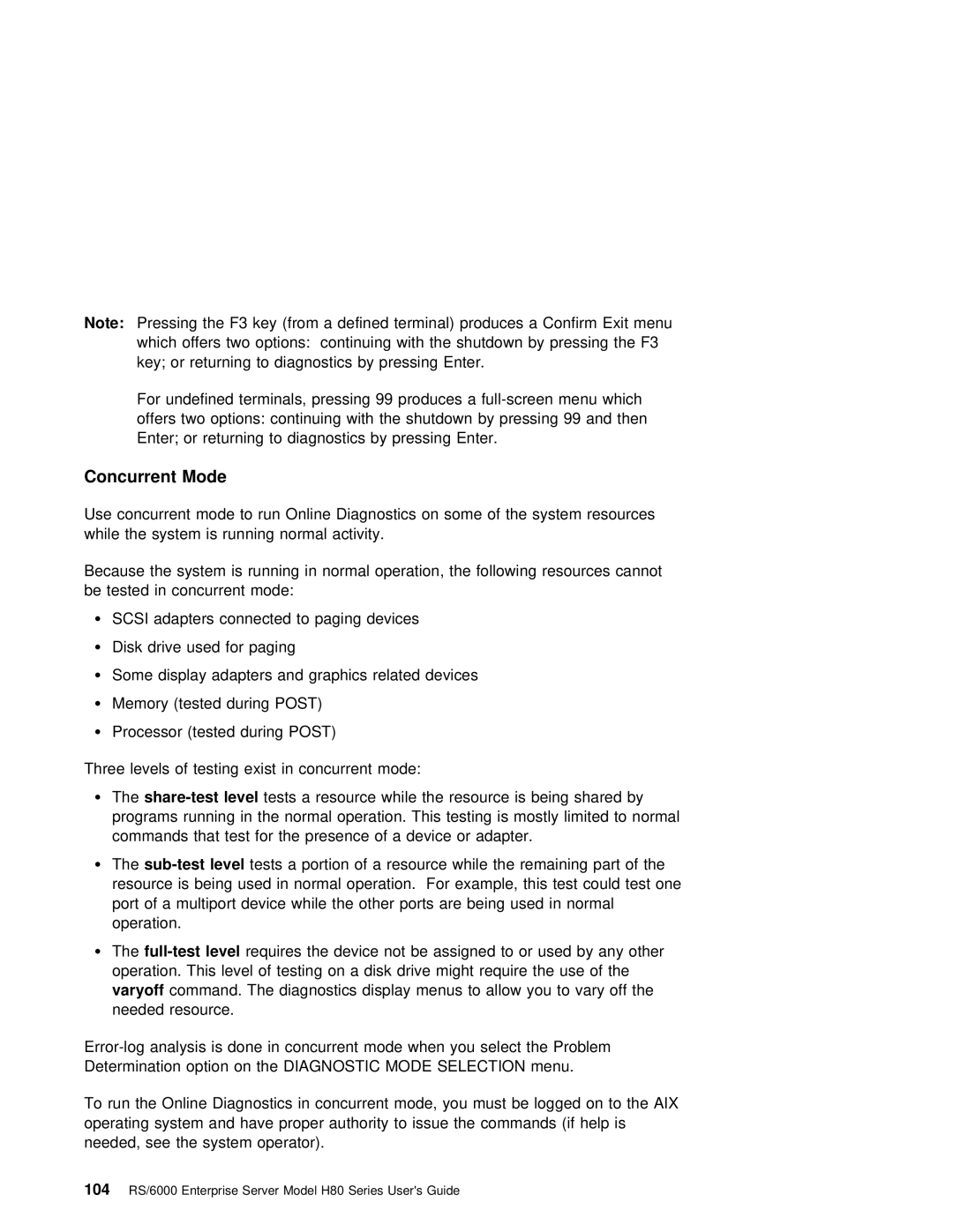 IBM H80 Series manual Concurrent Mode, Varyoff 