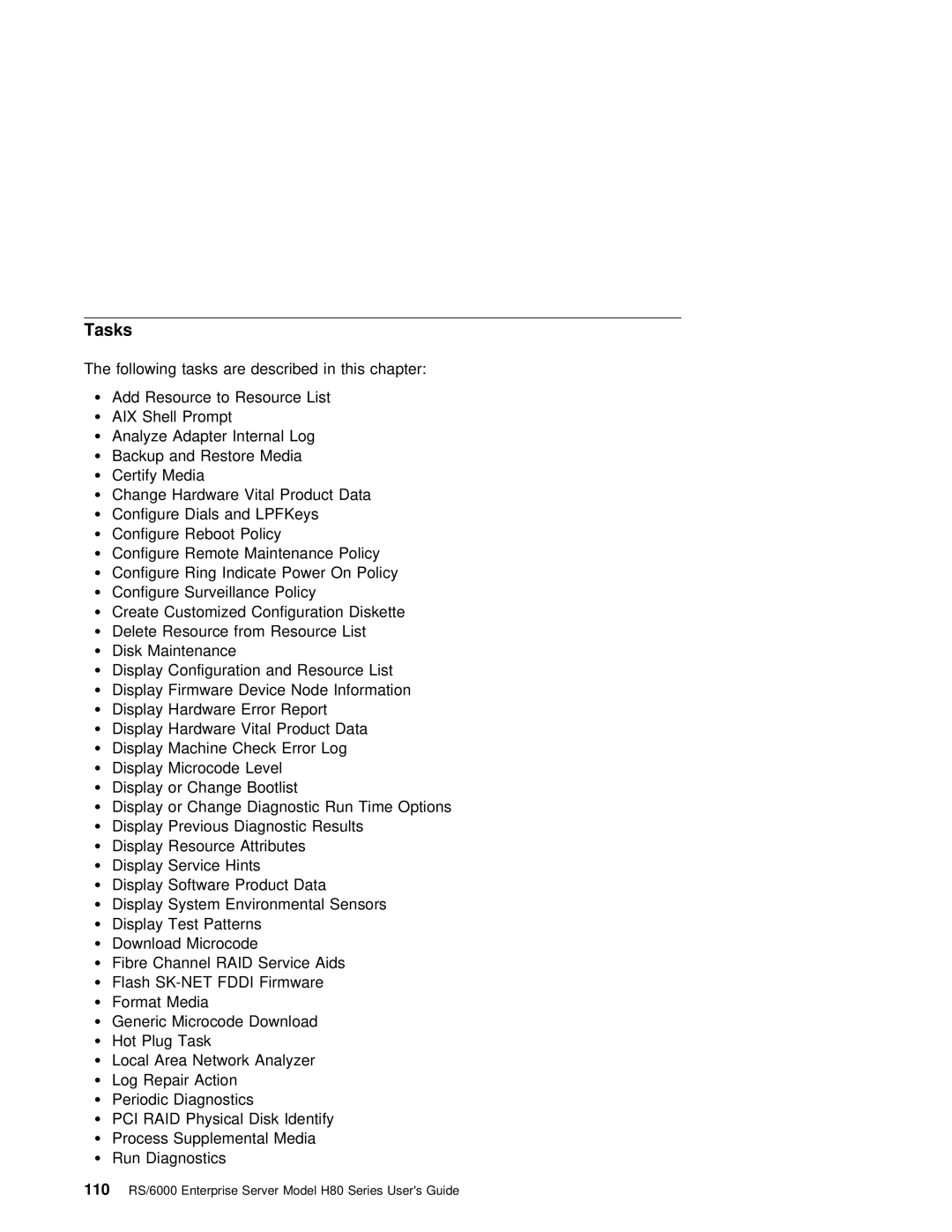 IBM H80 Series manual Tasks 