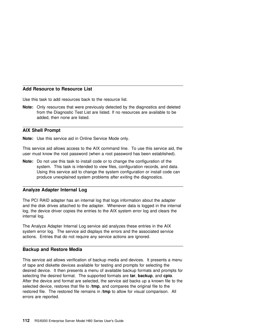 IBM H80 Series manual List, AIX Shell Prompt, Pci Raid 