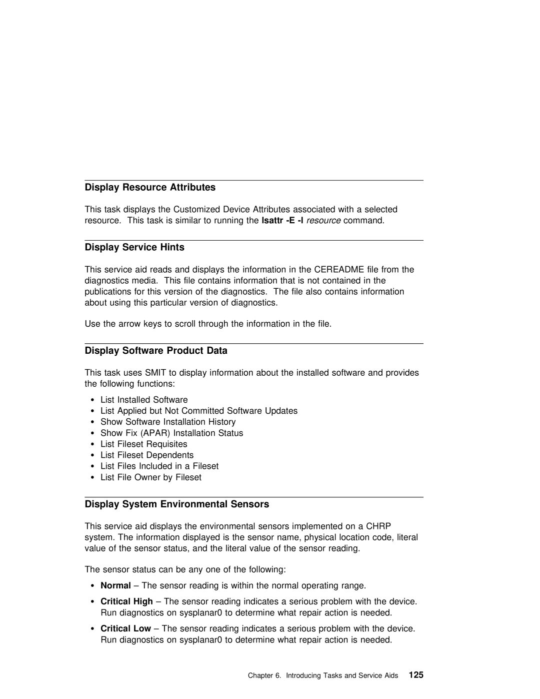 IBM H80 Series manual Display Resource Attributes, Display Service Hints, Data, Display System Environmental Sensors, Apar 