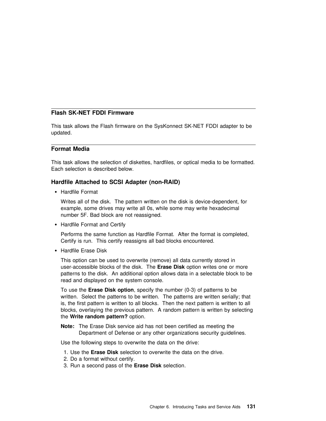 IBM H80 Series manual Flash SK-NET Fddi Firmware, Format Media, Hardfile Attached to Scsi Adapter non-RAID 