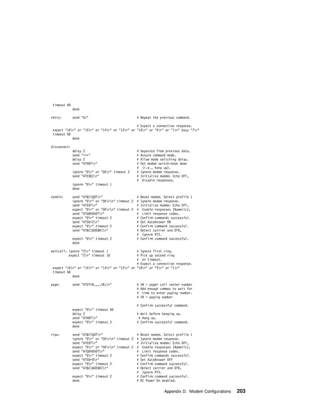 IBM H80 Series manual Appendix D. Modem Configurations203 