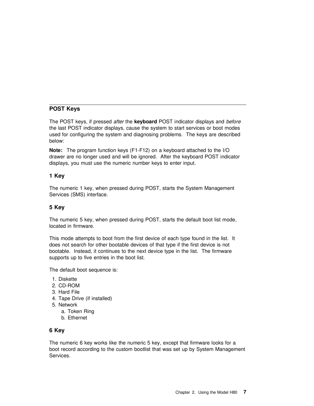 IBM H80 Series manual Post Keys, Cd-Rom 