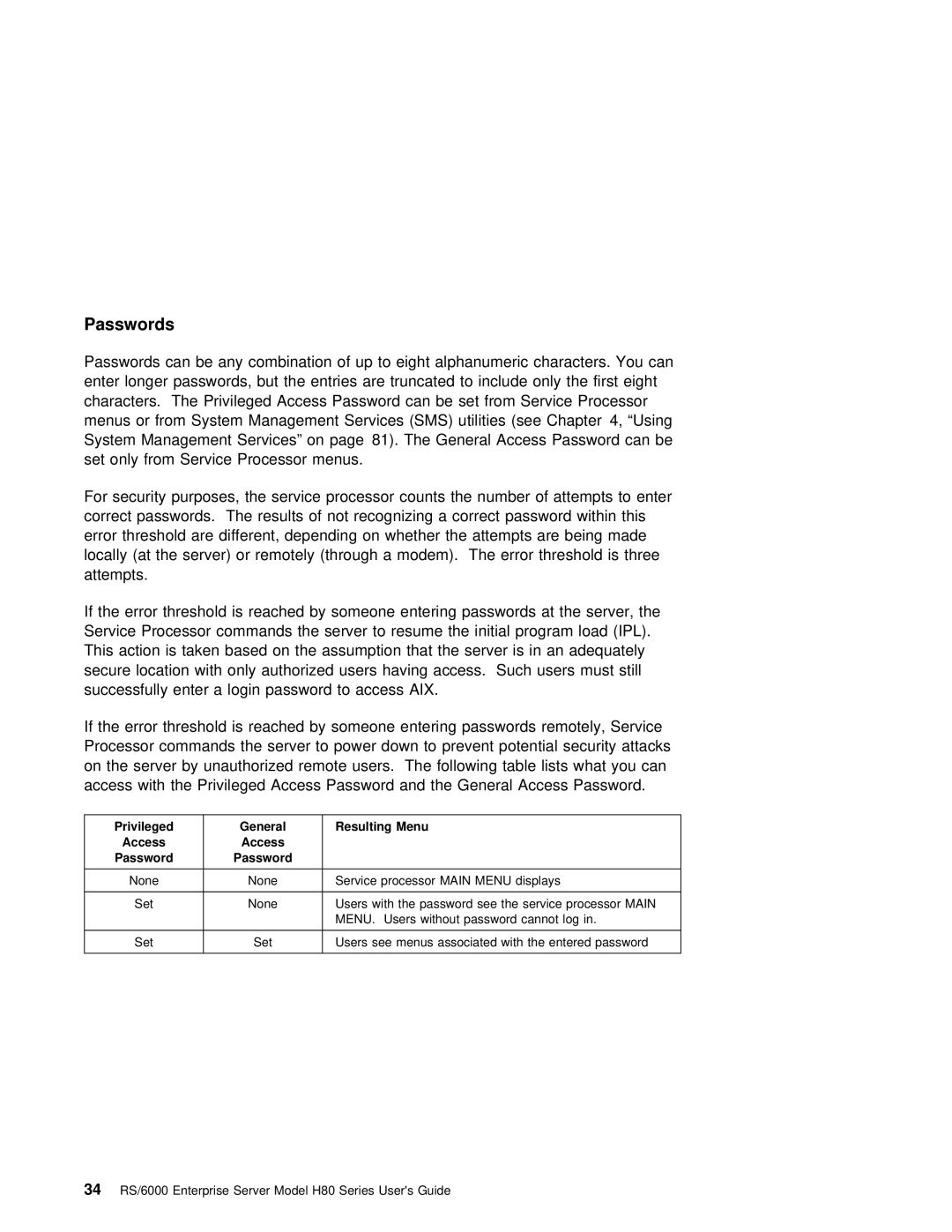 IBM H80 Series manual Passwords 