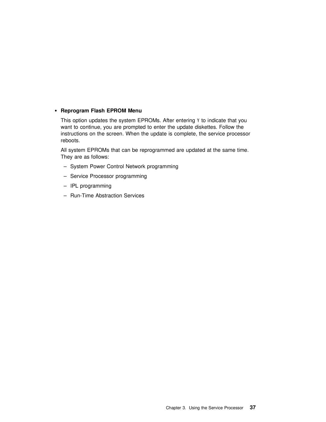 IBM H80 Series manual Reprogram Flash Eprom Menu 