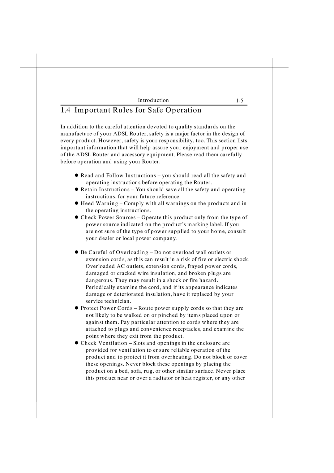 IBM Heritage user manual Important Rules for Safe Operation 