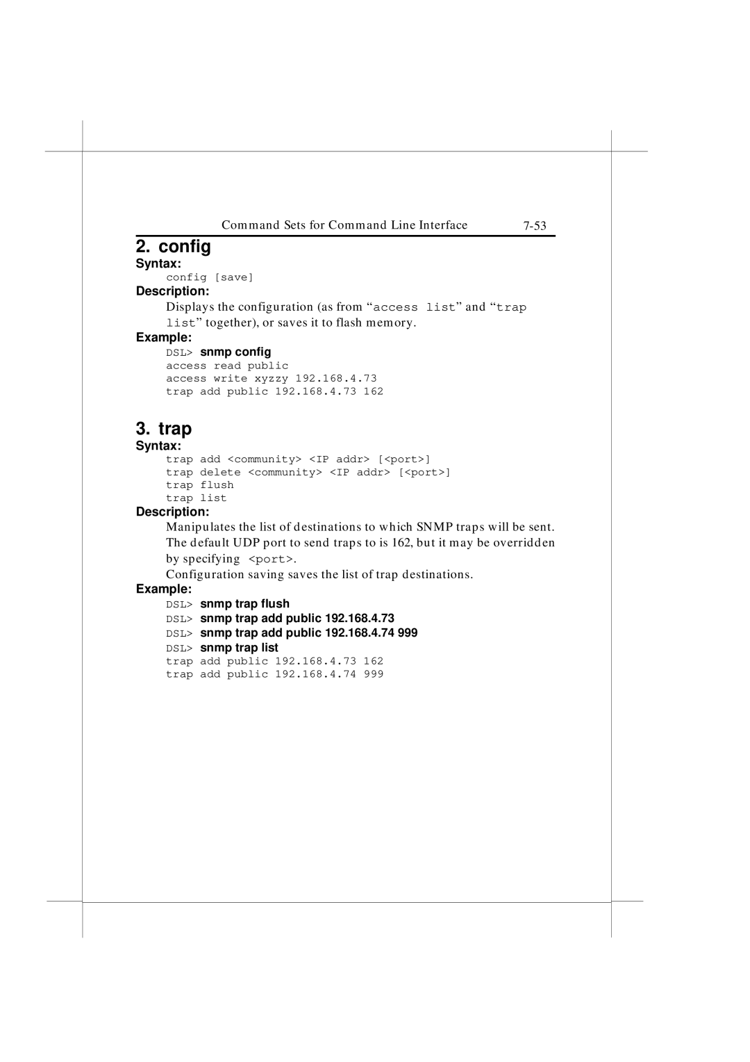 IBM Heritage user manual Config, Trap 