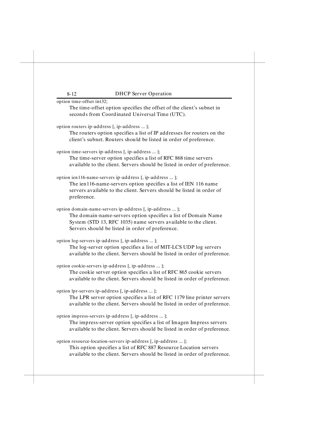 IBM Heritage user manual Option time-offset int32 