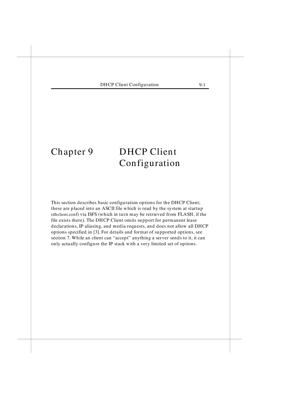 IBM Heritage user manual Chapter Dhcp Client, Configuration 