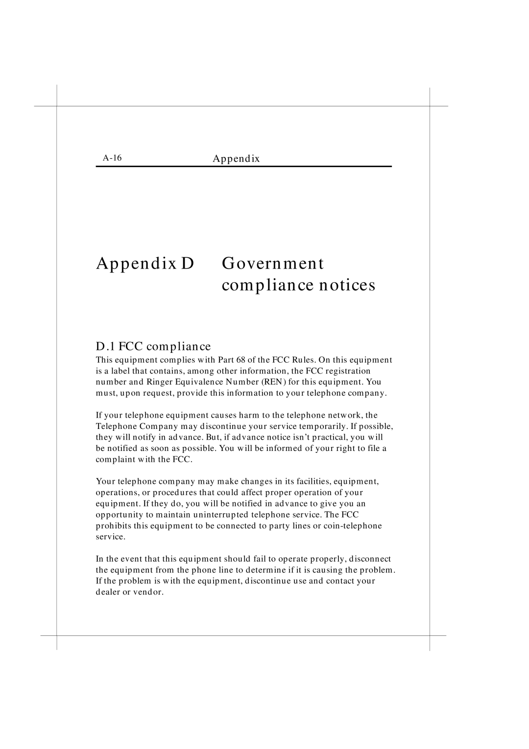 IBM Heritage user manual Appendix D Government compliance notices, FCC compliance 