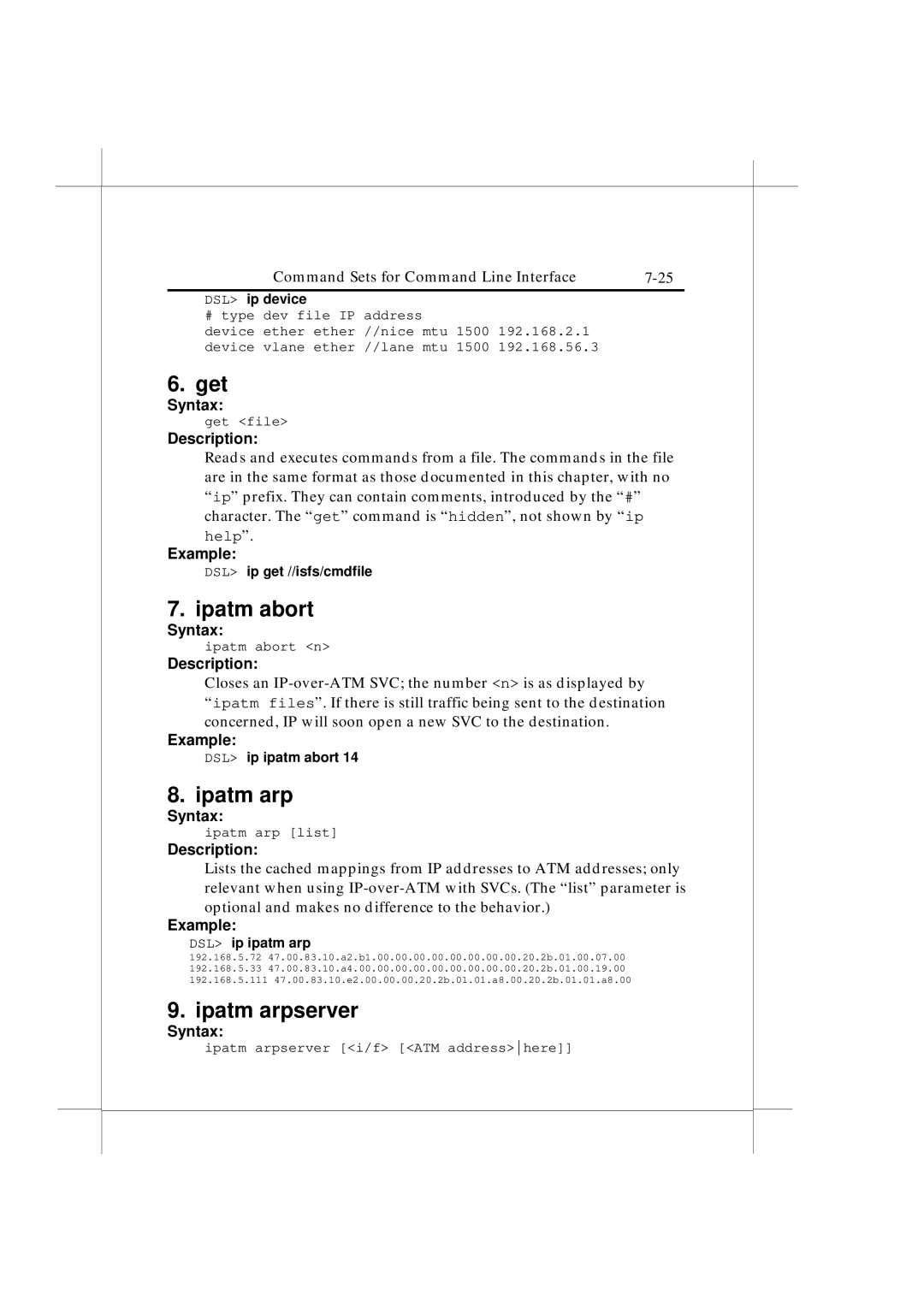 IBM Heritage user manual Get, Ipatm abort, Ipatm arpserver 