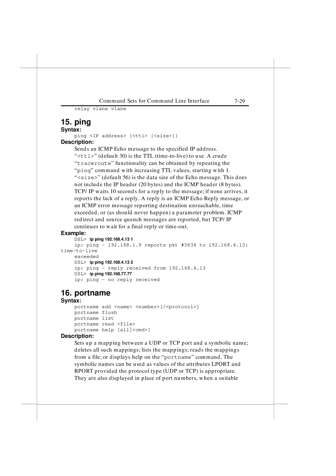 IBM Heritage user manual Ping, Portname 