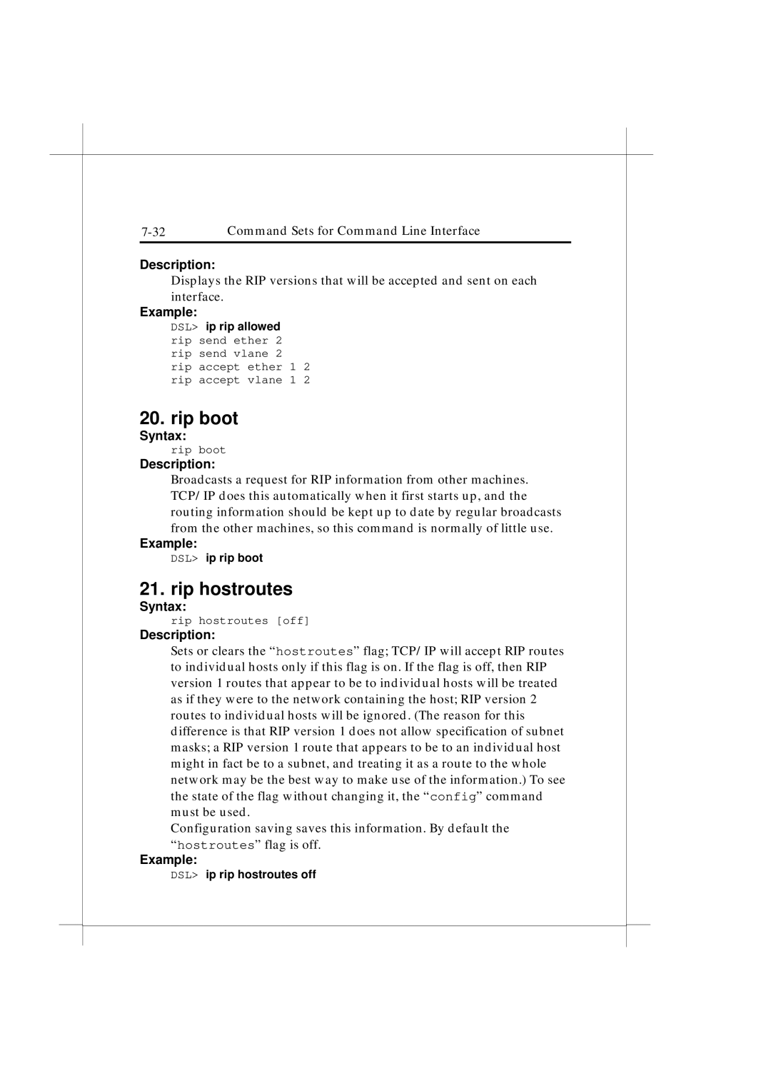 IBM Heritage user manual Rip boot, Rip hostroutes 