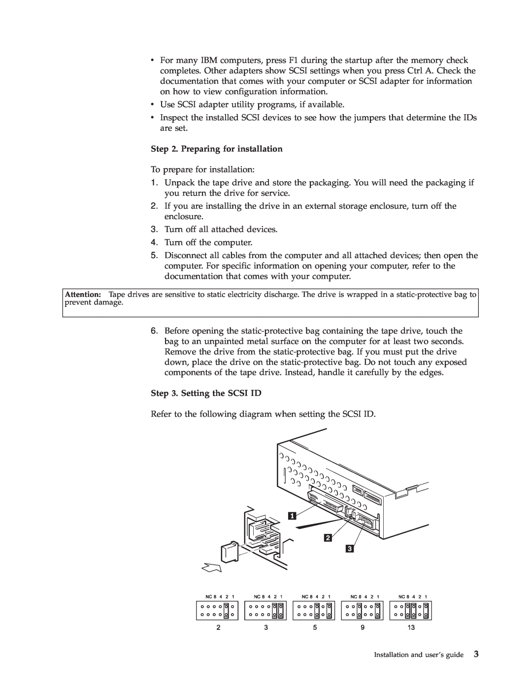 IBM HH LTO manual Preparing for installation, Setting the SCSI ID 