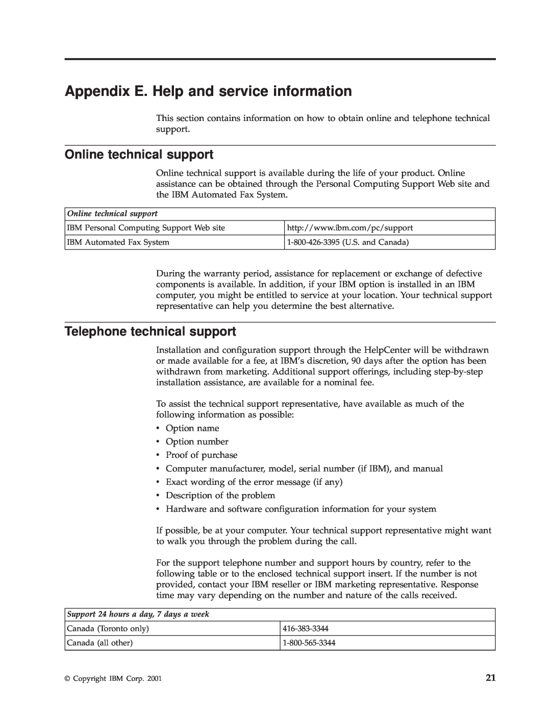 IBM HH LTO manual Appendix E. Help and service information, Online technical support, Telephone technical support 