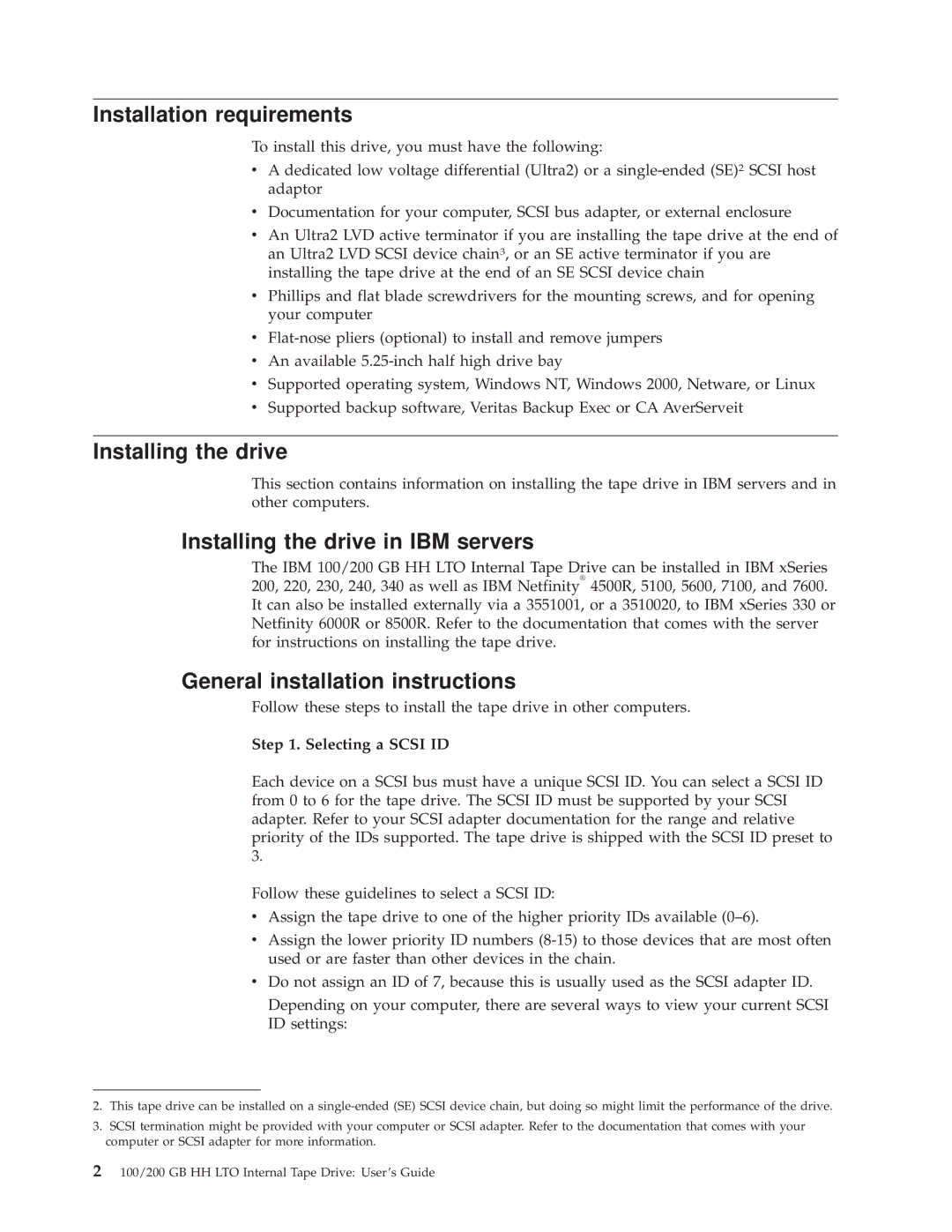 IBM HH LTO manual Installation requirements, Installing the drive in IBM servers, General installation instructions 